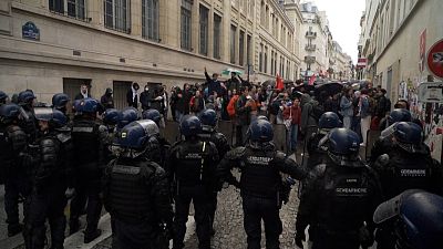 Protestas universitarias propalestinas en París.