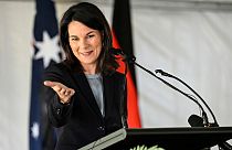 Germany's Foreign Minister Annalena Baerbock speaks in Adelaide, Friday, May 3, 2024.