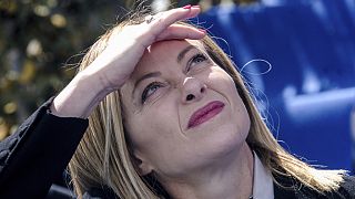 Giorgia Melini, primera ministra de Italia y cabeza de lista del partido de extrema derecha, Fratelli d'Italia 