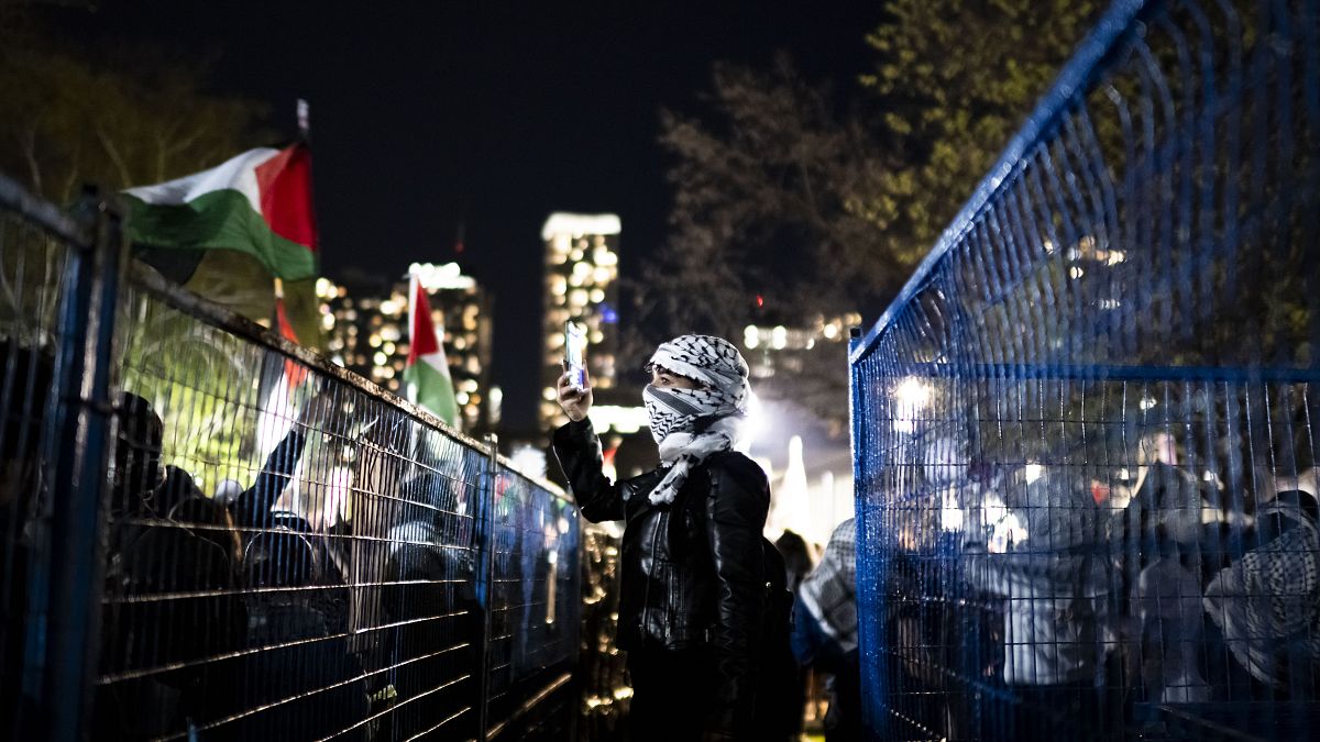 جانب من الحراك الطلابي ضد الحرب في غزة