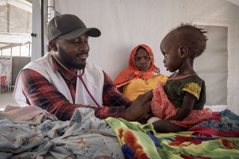 Sudanese Children suffering from malnutrition are treated at an MSF clinic in Metche Camp, Chad, near the Sudanese border, 6 April 2024