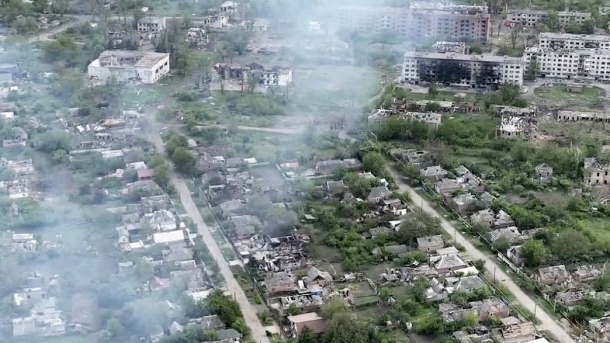 This drone footage obtained by The Associated Press shows the village of Ocheretyne, a target for Russian forces in the Donetsk region of eastern Ukraine.