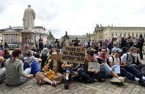طلاب مؤيدون لغزة يطالبون بوقف الحرب الإسرائيلية يحتجون في حرم جامعة هومبولدت في العاصمة الألمانية برلين