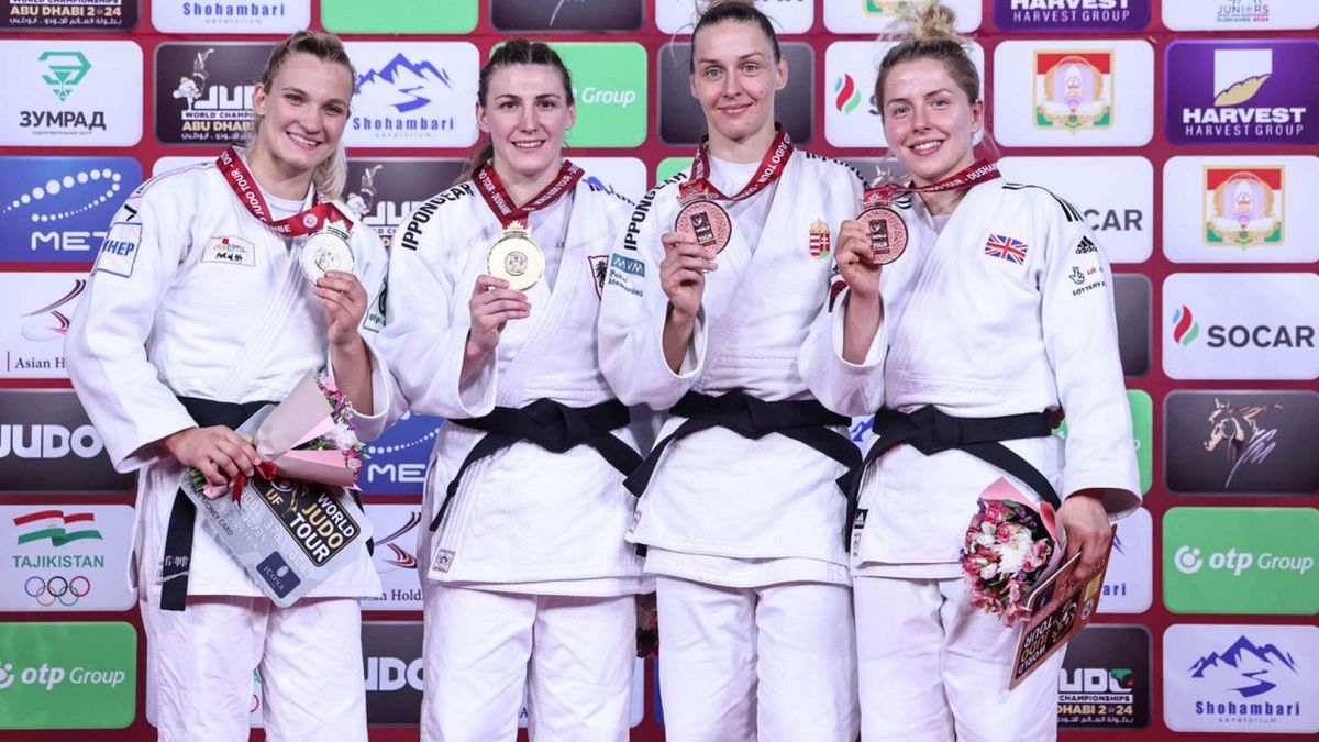 Die Gewinnerinnen bis 70kg beim Judo Grand Slam in Duschanbe.