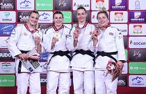 Die Gewinnerinnen bis 70kg beim Judo Grand Slam in Duschanbe.