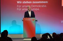 German Chancellor Olaf Scholz speaking at Democracy Congress in Berlin