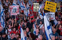 اعتراضات علیه نتانیاهو در تل‌آویو برای رسیدن به توافق، ماه مه ۲۰۲۴