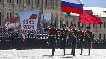 Generalprobe für Militärparade zum Tag des Sieges am 9. Mai in Moskau in Russland