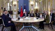El presidente chino Xi Jinping, el presidente francés Emmanuel Macron y la presidenta de la Comisión Europea, Ursula von der Leyen, en París el 6 de mayo de 2024. 