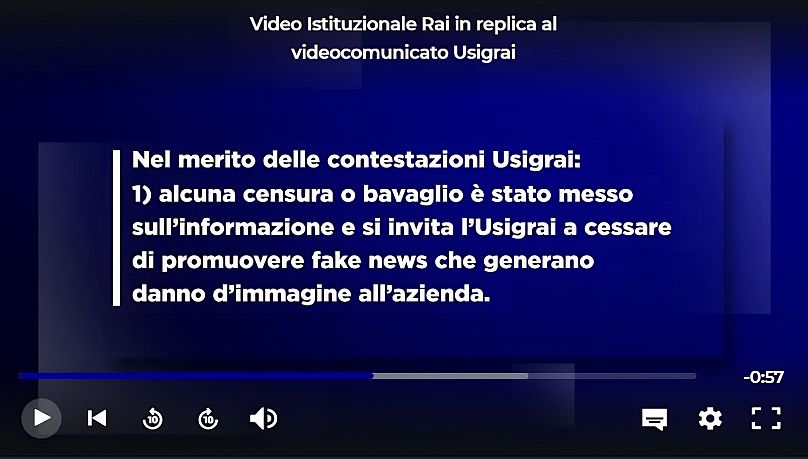 Video Istituzionale Rai in replica al videocomunicato Usigrai