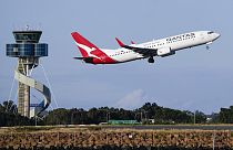 A Qantas jet arrives at Melbourne's Tullamarine Airport.