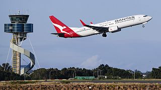  A Qantas Boeing 737 passenger plane takes off from Sydney Airport, Australia