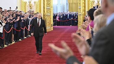 Vladimir Putin walks during an inauguration ceremony as Russian President in the Grand Kremlin Palace in Moscow, 7 May 2024