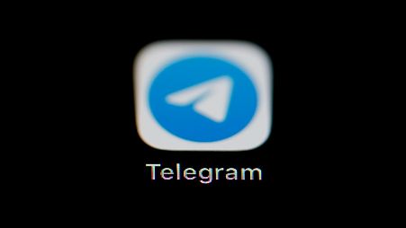The icon for the instant messaging Telegram app is seen on a smartphone.