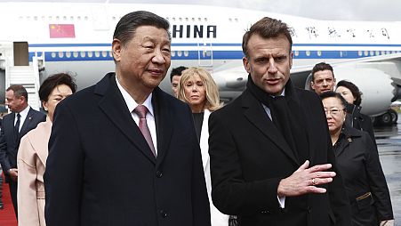 El presidente francés, Emmanuel Macron, y el presidente chino, Xi Jinping.