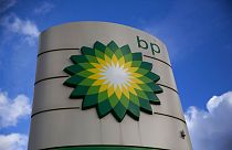 This Thursday, Jan. 15, 2015 file photo shows a BP logo outside a petrol station in the town of Bletchley in Buckinghamshire, England. 