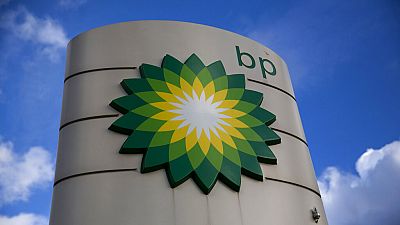 This Thursday, Jan. 15, 2015 file photo shows a BP logo outside a petrol station in the town of Bletchley in Buckinghamshire, England. 