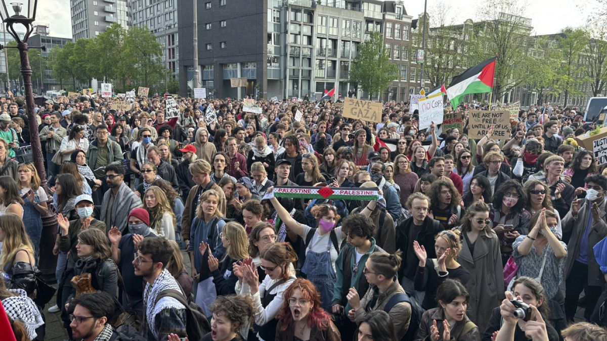 Izrael ellens tüntetés az amszterdami egyetemen