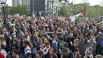 Palesztinpárti tüntetés Amszterdamban