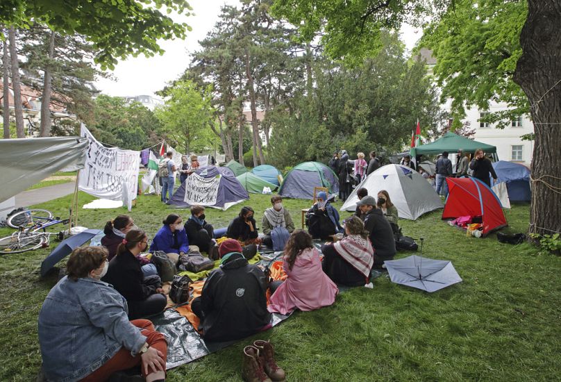 Accampamento all'Università di Vienna, Austria, 07 maggio 2024