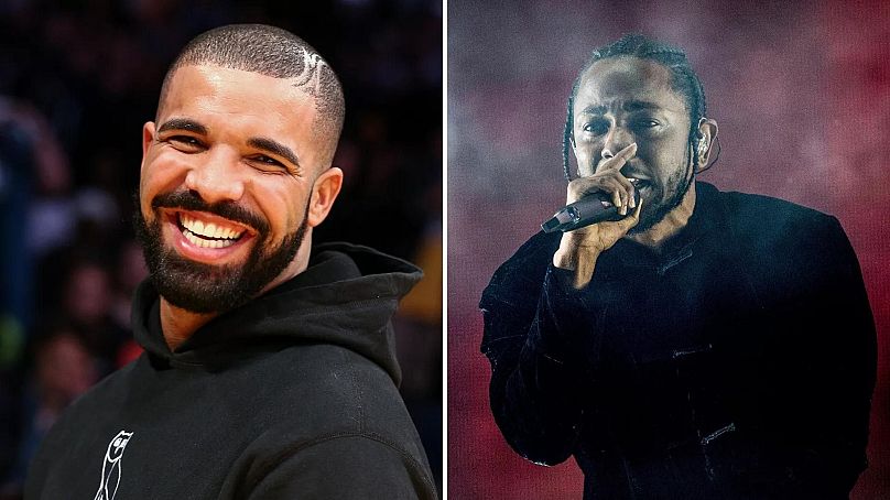 Drake a la izquierda y Kendrick Lamar