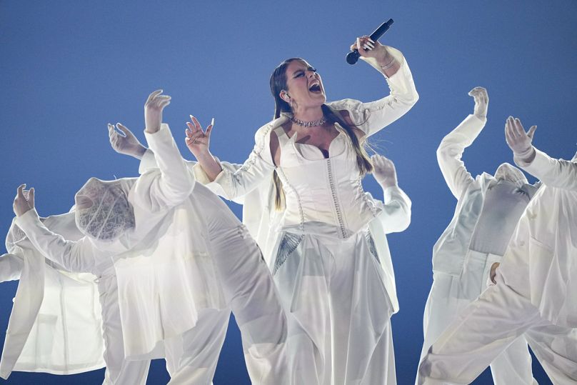 iolanda aus Portugal performt den Song "Grito" während des ersten Halbfinales des Eurovision Song Contest in Malmö, Schweden, 7. Mai 2024.
