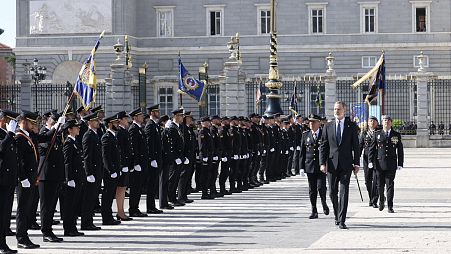 El Rey Felipe VI preside el acto central conmemorativo del Bicentenario de la Policía Nacional, Madrid, España, el 8 de mayo de 2024.