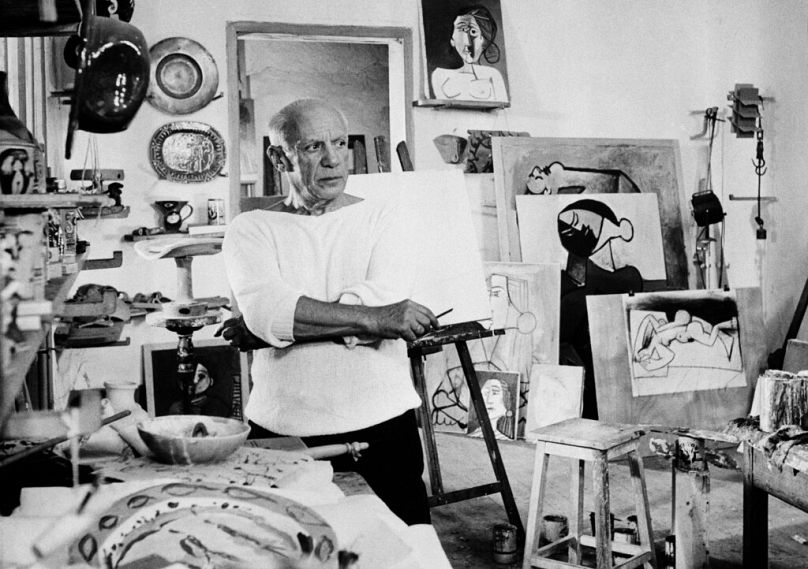 Pablo Picasso in his studio, France, 1953