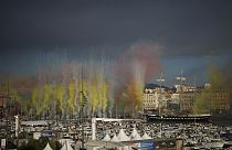 I festeggiamenti a Marsiglia per l'arrivo della torcia olimpica, Francia, 8 maggio 2024 