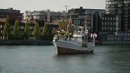 Un barco de la coalición 'Flotilla de la Libertad' atraca en Malmö, Suecia