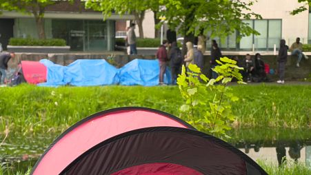 Imagen de un campamento improvisado en Dublín, en el que residen inmigrantes que han solicitado asilo político.