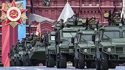 Veicoli militari si preparano alla sfilata in Piazza Rossa a Mosca per il giorno della Vittoria del 9 maggio 2024, 5 maggio 2024