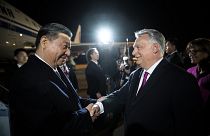 The two leaders shake hands