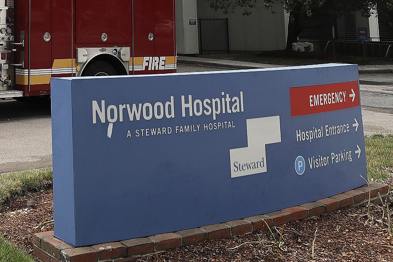 The sign for Norwood Hospital, a Steward Health Care hospital seen in June 2020.