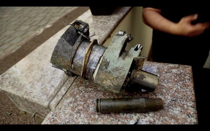 A bomb that Dima used for a sculpture. This bomb killed several in Mykolaiv in 2022