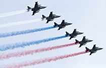 Russian air forces flies over red square