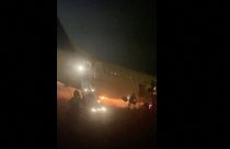 الطائرة المشتعلة في مطار دكار