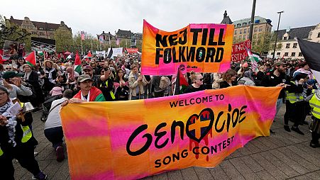 Pro-Palestinian demonstration for excluding Israel from Eurovision ahead of the second semi-final at the Eurovision Song Contest in Malmo, Sweden