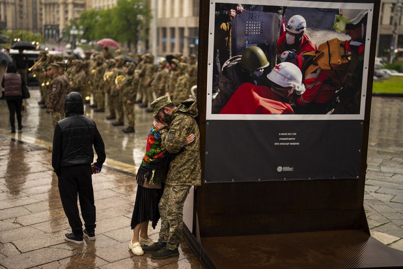 Nazarii Lavrovsky ukrán katonaorvos gyászszertartása, Harkiv, 2023 április 24.
