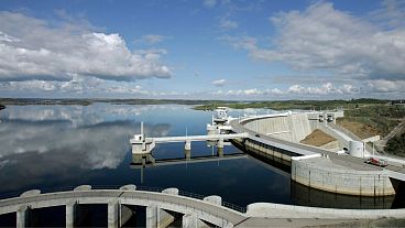A barragem do Alqueva no sul de Portugal, 2008. As centrais hidroeléctricas representavam 48% do mix de eletricidade nos primeiros quatro meses de 2024.