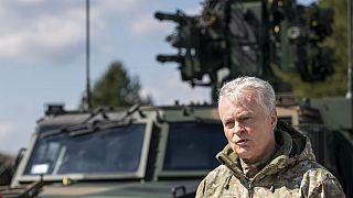 Litauens Präsident Gitanas Nauseda während des litauisch-polnischen Manövers Brave Griffin 24/II.  26. April 2024