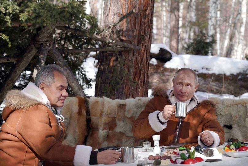 Sergej Schoigu und Wladimir Putin in der sibirischen Taiga 2021