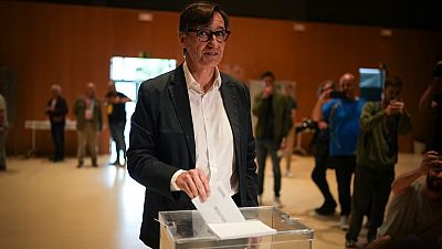 Salvador Illa votando en las Elecciones catalanas 2024