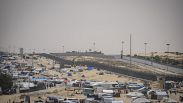 Palestinos desplazados en un campamento de refugiados en las proximidades de Rafah el 10 de mayo