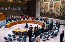 اعضای شورای امنیت سازمان ملل متحد در مقر این سازمان ملل به احترام کشته شدگان غزه ایستاده سکوت کردند، آوریل ۲۰۲۴