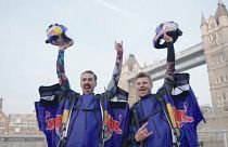 Austrian Red Bull skydivers Marco Furst and Marco Waltenspiel
