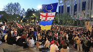 Manifestantes georgianos pró-UE 