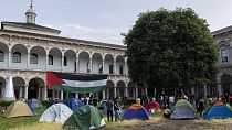 Палаточный городок студентов. протестующих против войны в Газе