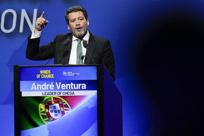 André Ventura, líder del partido populista de derechas portugués Chega, en Roma, el sábado 23 de marzo de 2024. 