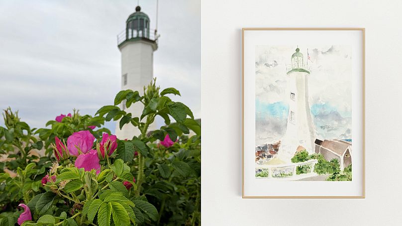Artist Danielle Driscoll made this watercolour painting of a local lighthouse while on one of her walks.